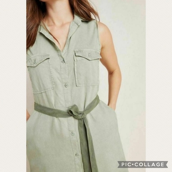 Anthropologie Cloth & Stone Utility Shirtdress in Green - Picture 10 of 10